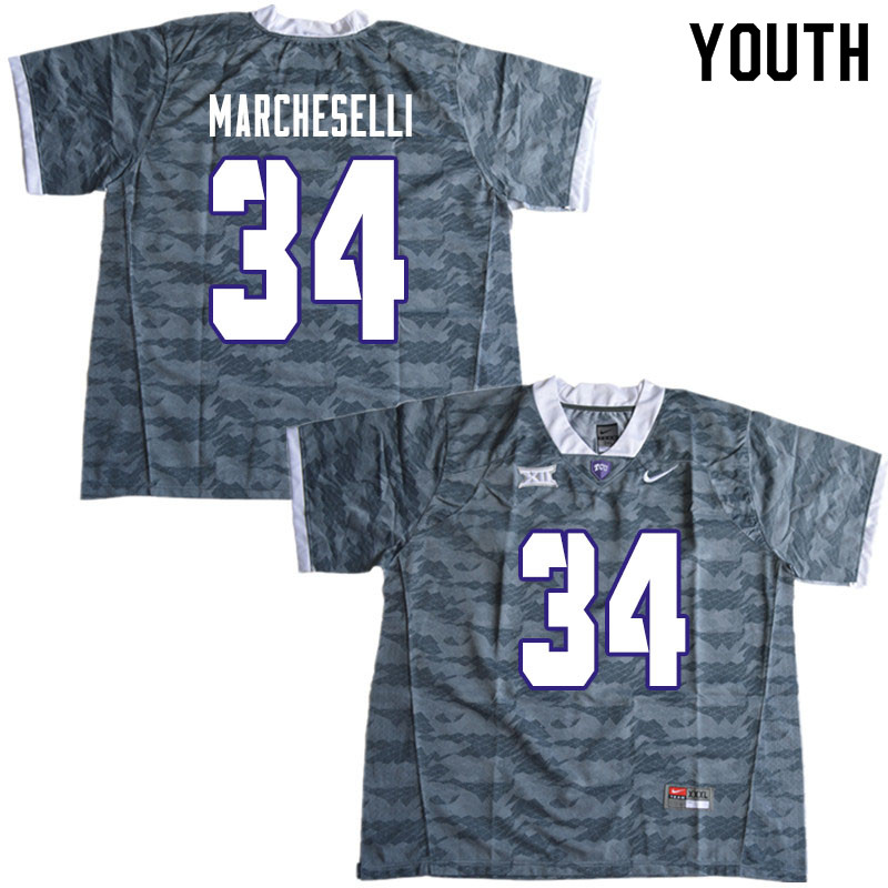 Youth #34 Zach Marcheselli TCU Horned Frogs College Football Jerseys Sale-Gray
